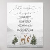 Baby shower Late Night Diapers Sign Boho Woodland Poster (Voorkant)