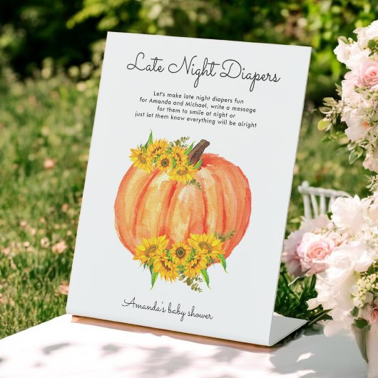 Baby shower Late Night Luiers Pompoen Reclamebord Met Voetstuk