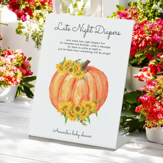 Baby shower Late Night Luiers Pompoen Reclamebord Met Voetstuk