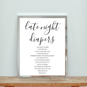 Baby shower late night luiers teken poster