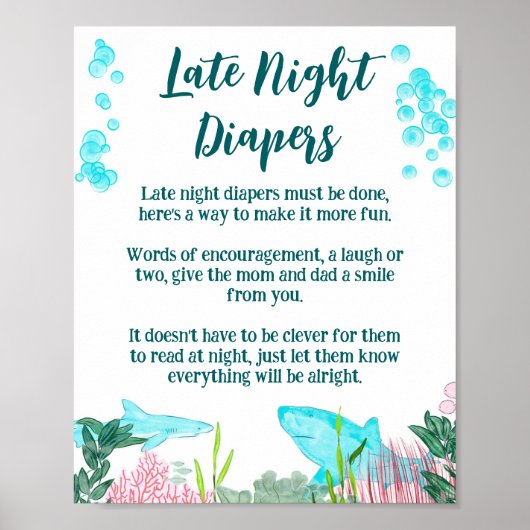 Baby shower Late Night Luierteken Poster (Voorkant)