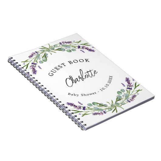 Baby shower lavendel violet eucalyptus notitieboek (Rechterzijde)