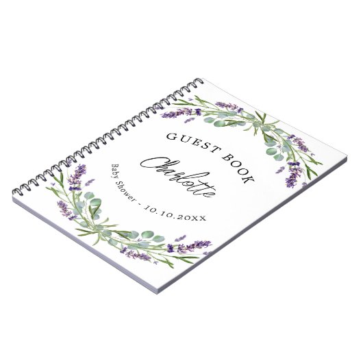 Baby shower lavendel violet eucalyptus notitieboek (Linkerzijde)