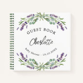 Baby shower lavendel violet eucalyptus notitieboek (Voorkant)