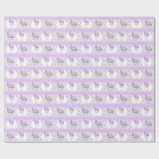 Baby shower lavender Elephant Cadeaupapier (Vlak)