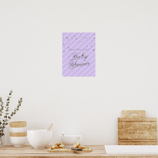  Baby shower lavender en Silver Poster (Keuken)