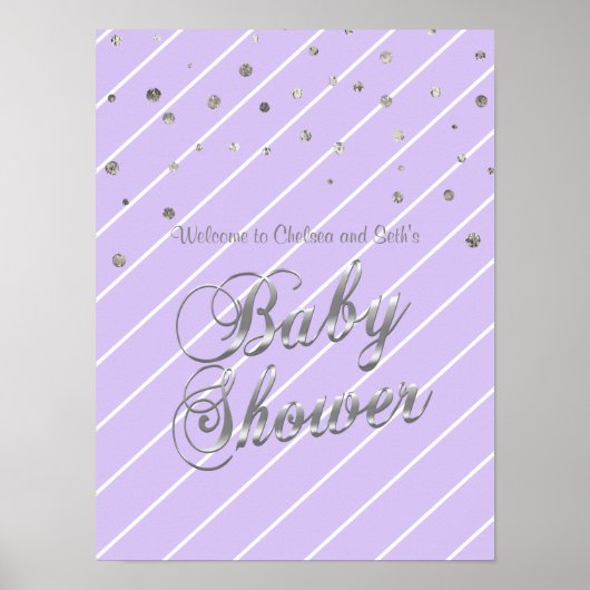  Baby shower lavender en Silver Poster (Voorkant)