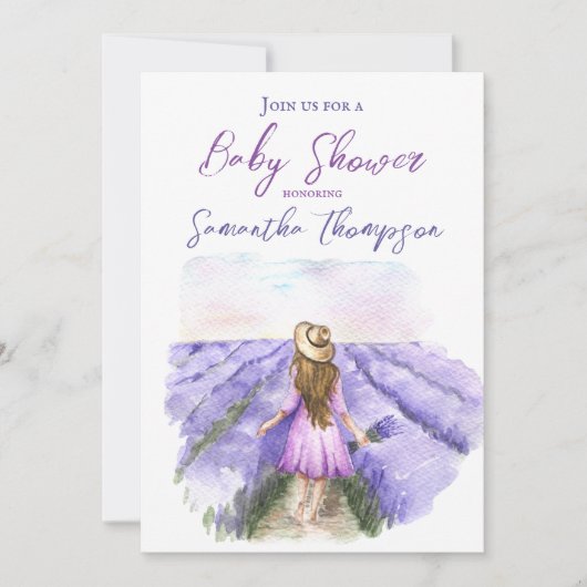 Baby shower lavender Field Paarse Flower Provence  Kaart (Voorkant)