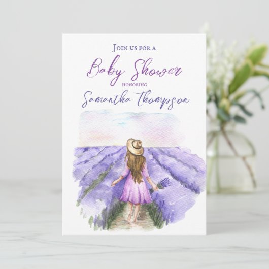 Baby shower lavender Field Paarse Flower Provence  Kaart (Staand voorkant)