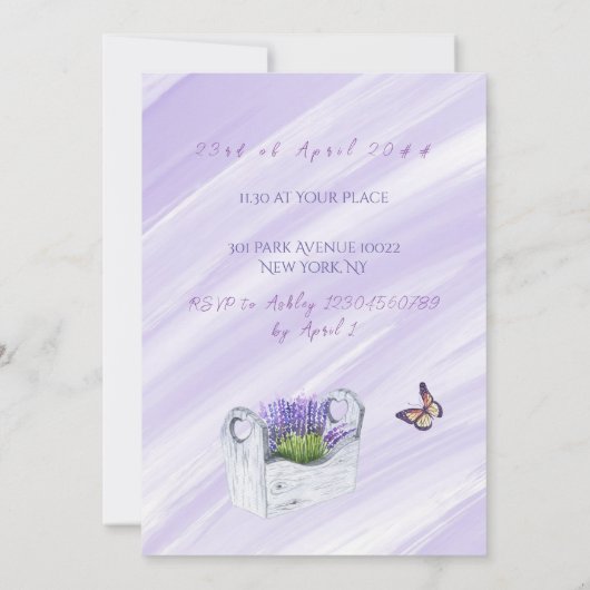 Baby shower lavender Field Paarse Flower Provence  Kaart (Achterkant)