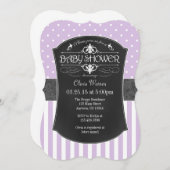 Baby shower lavender Gray Chalkboard Stripes Kaart (Voorkant / Achterkant)