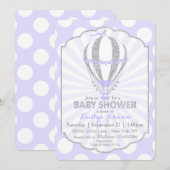 Baby shower lavender Hot Air Ballon Kaart (Voorkant / Achterkant)