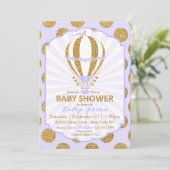 Baby shower lavender Hot Air Ballon Kaart (Staand voorkant)