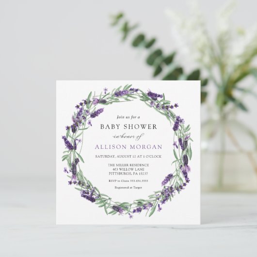 Baby shower lavender kaart (Staand voorkant)