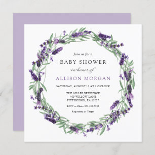 Baby shower lavender kaart
