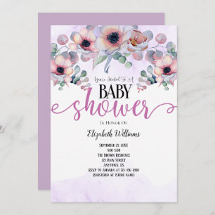 Baby shower Lavender Mint Pink Flowers Kaart