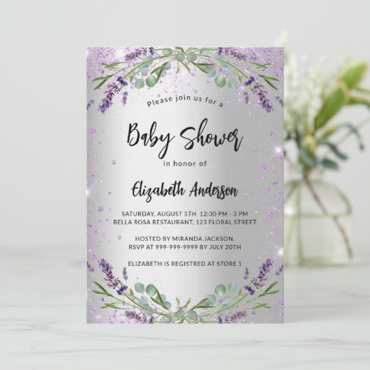 Baby shower lavender seucalyptus luxe kaart (Staand voorkant)
