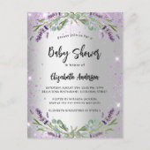 Baby shower lavender Silver Eucalyptus floral Uitnodiging Briefkaart (Voorkant)