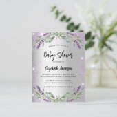 Baby shower lavender Silver Eucalyptus floral Uitnodiging Briefkaart (Staand voorkant)