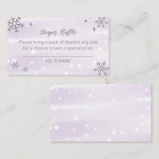 Baby shower lavender Snowflakes Informatiekaartje (Voorkant / Achterkant)