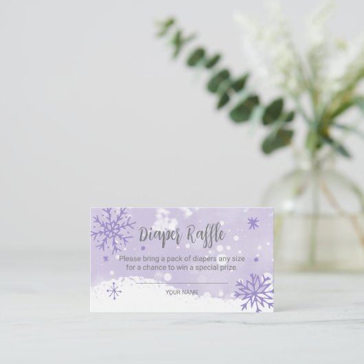 Baby shower lavender Snowflakes Informatiekaartje (Staand voorkant)
