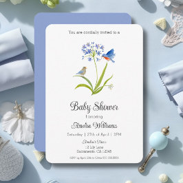Baby Shower Lelie met Blauwe Vogel Moeder en Baby Kaart