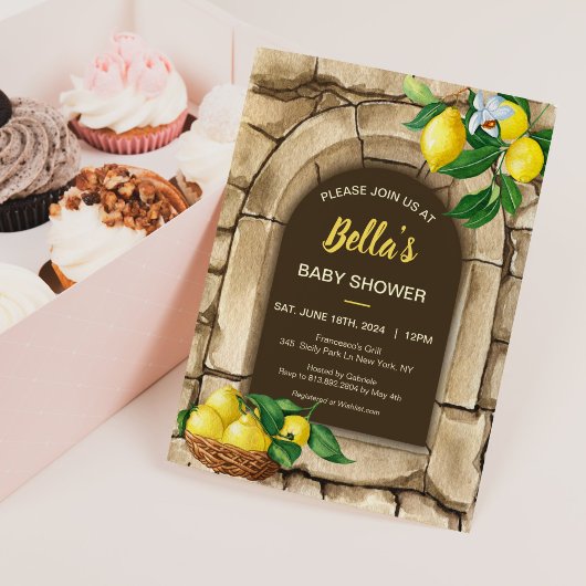 Baby shower Lemon Rustic Kaart