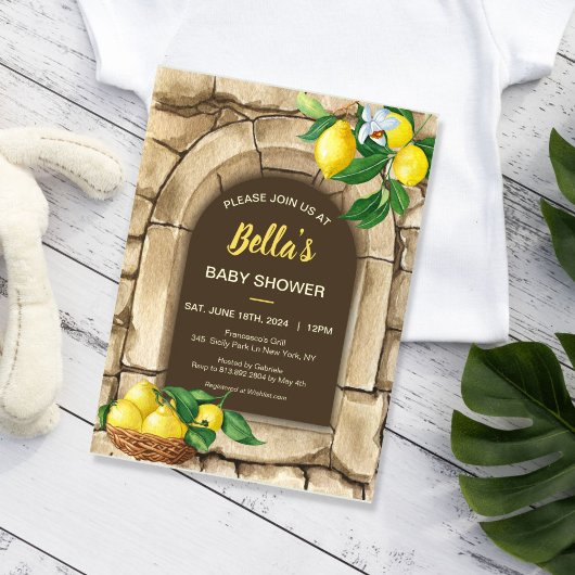Baby shower Lemon Rustic Kaart