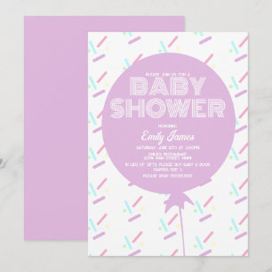 Baby Shower Lentebloem en Ballon Pastel Thema Kaart