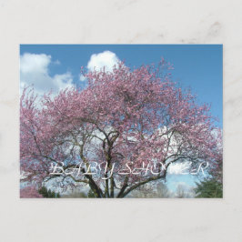 baby shower, lentebloesem kersenboom uitnodiging briefkaart