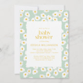 Baby shower lentepastel Sage Green Daisies Kaart (Voorkant)