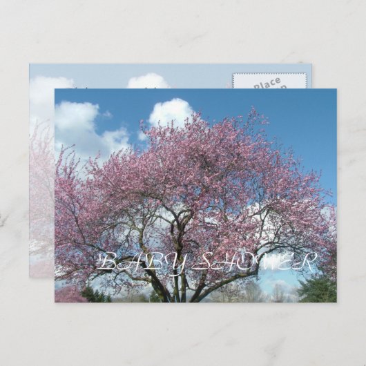 baby shower-, lentescherry-bloesem uitnodiging briefkaart (Voorkant / Achterkant)