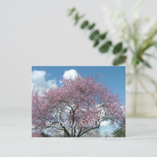 baby shower-, lentescherry-bloesem uitnodiging briefkaart (Staand voorkant)