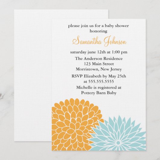 Baby shower lentevloeren kaart (Voorkant / Achterkant)