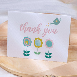 Baby shower lentevloeren roze vlinder bedankkaart