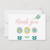 Baby shower lentevloeren roze vlinder bedankkaart (Voorkant)