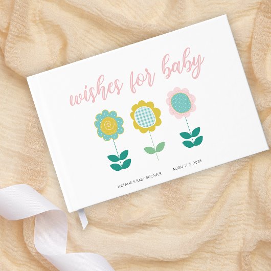 Baby shower lentevloeren roze vlinder gastenboek