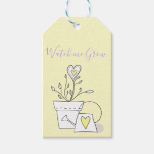baby shower Let op dat ik Plant met geel hart kwee Cadeaulabel