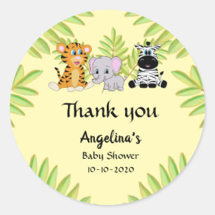 Baby shower Leuk Dier Safari Oerwoud Dank u Ronde Sticker