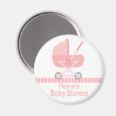 Baby shower: Leuke roze baby kinderwagen / kinderw Magneet (Voorkant / Achterkant)