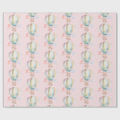 Baby shower, leuke teddybeer en heteluchtballon cadeaupapier (Vlak)