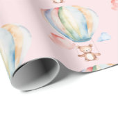 Baby shower, leuke teddybeer en heteluchtballon cadeaupapier (Rol Hoek)