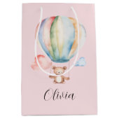 Baby shower, leuke teddybeer met heteluchtballon medium cadeauzakje (Voorkant)