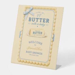 Baby Shower 'Leven is Boter' Welkomstbord voor But Reclamebord Met Voetstuk