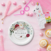 Baby Shower | Levendig rood pioenroos boeket Papieren Bordje (Feest)