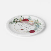 Baby Shower | Levendig rood pioenroos boeket Papieren Bordje (Gekanteld)