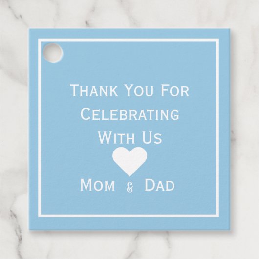 Baby shower Licht Blauw en Wit Bedankjes Labels (Voorkant)