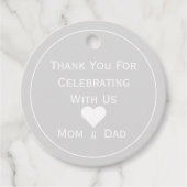 Baby shower Licht Grijs en Wit Bedankjes Labels (Voorkant)