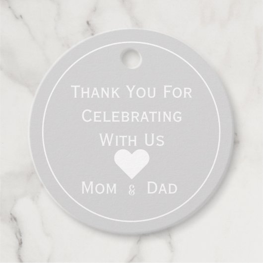 Baby shower Licht Grijs en Wit Bedankjes Labels (Voorkant)