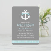 Baby shower lichtblauw anker nicht kaart (Staand voorkant)